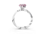 White gold Fancy Pink Heart Cut Diamond Engagement Ring with Side Stone Accents and Four-Prong Setting_103