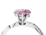 White gold Fancy Pink Heart Cut Diamond Engagement Ring with Side Stone Accents and Four-Prong Setting_104