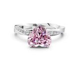 White gold Fancy Pink Heart Cut Diamond Engagement Ring with Side Stone Accents and Four-Prong Setting_12