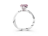 White gold Fancy Pink Heart Cut Diamond Engagement Ring with Side Stone Accents and Four-Prong Setting_15