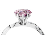 White gold Fancy Pink Heart Cut Diamond Engagement Ring with Side Stone Accents and Four-Prong Setting_16
