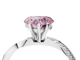 White gold Fancy Pink Heart Cut Diamond Engagement Ring with Side Stone Accents and Four-Prong Setting_40