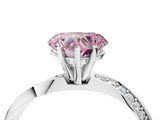 White gold Fancy Pink Heart Cut Diamond Engagement Ring with Side Stone Accents and Four-Prong Setting_48