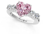 White gold Fancy Pink Heart  Cut Diamond Five-Stone Prong Set White Gold Ring_30