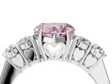 White gold Fancy Pink Heart  Cut Diamond Five-Stone Prong Set White Gold Ring_31