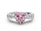 White gold Fancy Pink Heart  Cut Diamond Five-Stone Prong Set White Gold Ring_32