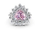 White gold Fancy Pink Heart Cut Diamond Floral Double Halo Engagement Ring with Prong Setting_24