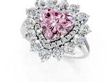 White gold Fancy Pink Heart Cut Diamond Floral Double Halo Engagement Ring with Prong Setting_37