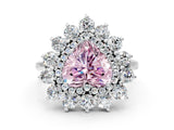 White gold Fancy Pink Heart Cut Diamond Floral Double Halo Engagement Ring with Prong Setting_96