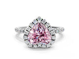 White gold Fancy Pink Heart  Cut Diamond Floral Halo Engagement Ring with Pavé Band and Prong Setting_49