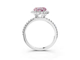 White gold Fancy Pink Heart  Cut Diamond Floral Halo Engagement Ring with Pavé Band and Prong Setting_52