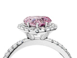 White gold Fancy Pink Heart  Cut Diamond Floral Halo Engagement Ring with Pavé Band and Prong Setting_53