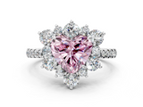 White gold Fancy Pink Heart  Cut Diamond Floral Halo Pave Band with Prong Setting_37