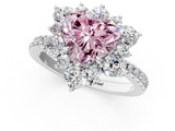 White gold Fancy Pink Heart  Cut Diamond Floral Halo Pave Band with Prong Setting_38