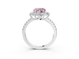 White gold Fancy Pink Heart  Cut Diamond Floral Halo Pave Band with Prong Setting_40