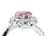 White gold Fancy Pink Heart  Cut Diamond Floral Halo Pave Band with Prong Setting_41