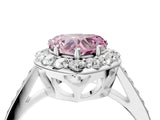 White gold Fancy Pink Heart Cut Diamond Floral Halo Ring with Pavé Band and Prong Setting_11
