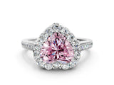 White gold Fancy Pink Heart Cut Diamond Floral Halo Ring with Pavé Band and Prong Setting_7