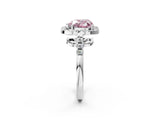 White gold Fancy Pink Heart Cut Diamond Floral Halo Split Shank Prong Setting Ring_14