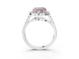 White gold Fancy Pink Heart Cut Diamond Floral Halo Split Shank Prong Setting Ring_15