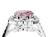 White gold Fancy Pink Heart Cut Diamond Floral Halo Split Shank Prong Setting Ring_16