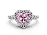 White gold Fancy Pink Heart Cut Diamond Halo Engagement Ring with Pavé Band and Prong Setting_39
