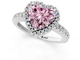 White gold Fancy Pink Heart Cut Diamond Halo Engagement Ring with Pavé Band and Prong Setting_40