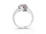 White gold Fancy Pink Heart Cut Diamond Halo Engagement Ring with Pavé Band and Prong Setting_42