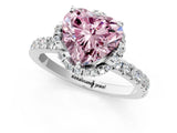 White gold Fancy Pink Heart Cut Diamond Halo Pave Band with Four-Prong Setting_4