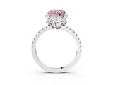 White gold Fancy Pink Heart Cut Diamond Halo Pave Band with Four-Prong Setting_6