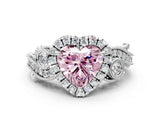 White gold Fancy Pink Heart Cut Diamond Halo Ring with Milgrain Pavé Band and Four-Prong Setting_79