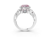 White gold Fancy Pink Heart Cut Diamond Halo Ring with Milgrain Pavé Band and Four-Prong Setting_82