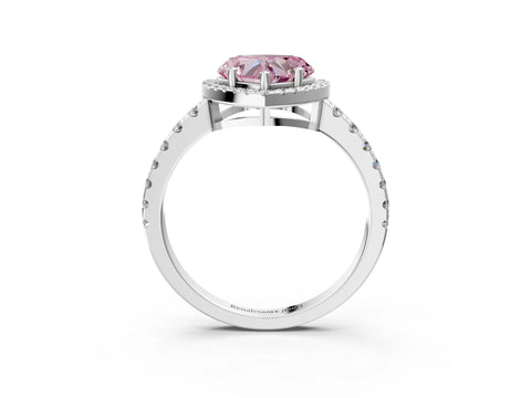 White gold Fancy Pink Heart Cut Diamond Halo Ring with Pavé Band and Four-Prong Setting_15