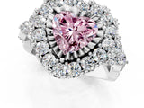 White gold Fancy Pink Heart Cut Diamond Halo Ring with Pavé Band and Four-Prong Setting_54