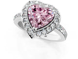 White gold Fancy Pink Heart Cut Diamond Halo Ring with Pavé Band and Prong Setting_13