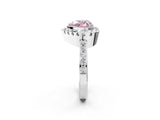 White gold Fancy Pink Heart Cut Diamond Halo Ring with Pavé Band and Prong Setting_14
