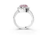 White gold Fancy Pink Heart Cut Diamond Halo Ring with Pavé Band and Prong Setting_15