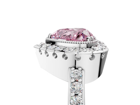 White gold Fancy Pink Heart Cut Diamond Halo Ring with Pavé Band and Prong Setting_17