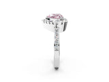 White gold Fancy Pink Heart Cut Diamond Halo Ring with Pavé Band and Prong Setting_2