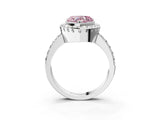 White gold Fancy Pink Heart Cut Diamond Halo Ring with Pavé Band and Prong Setting_3