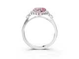 White gold Fancy Pink Heart Cut Diamond Halo Ring with Pear Side Stones and Prong Setting_94