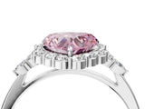 White gold Fancy Pink Heart Cut Diamond Halo Ring with Pear Side Stones and Prong Setting_96