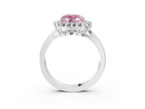 White gold Fancy Pink Heart  Cut Diamond Halo Ring with Round Brilliant Halo and Solitaire Band_75
