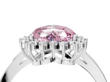 White gold Fancy Pink Heart  Cut Diamond Halo Ring with Round Brilliant Halo and Solitaire Band_77