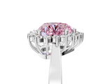 White gold Fancy Pink Heart  Cut Diamond Halo Ring with Round Brilliant Halo and Solitaire Band_78