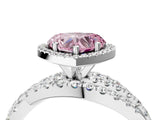 White gold Fancy Pink Heart Cut Diamond Halo Ring with Round Split Shank and Prong Setting_65