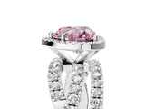 White gold Fancy Pink Heart Cut Diamond Halo Ring with Round Split Shank and Prong Setting_66