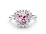 White gold Fancy Pink Heart  Cut Diamond Halo Ring with Solitaire Band and Prong Setting_53