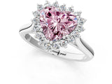 White gold Fancy Pink Heart  Cut Diamond Halo Ring with Solitaire Band and Prong Setting_54