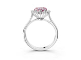 White gold Fancy Pink Heart  Cut Diamond Halo Ring with Solitaire Band and Prong Setting_56